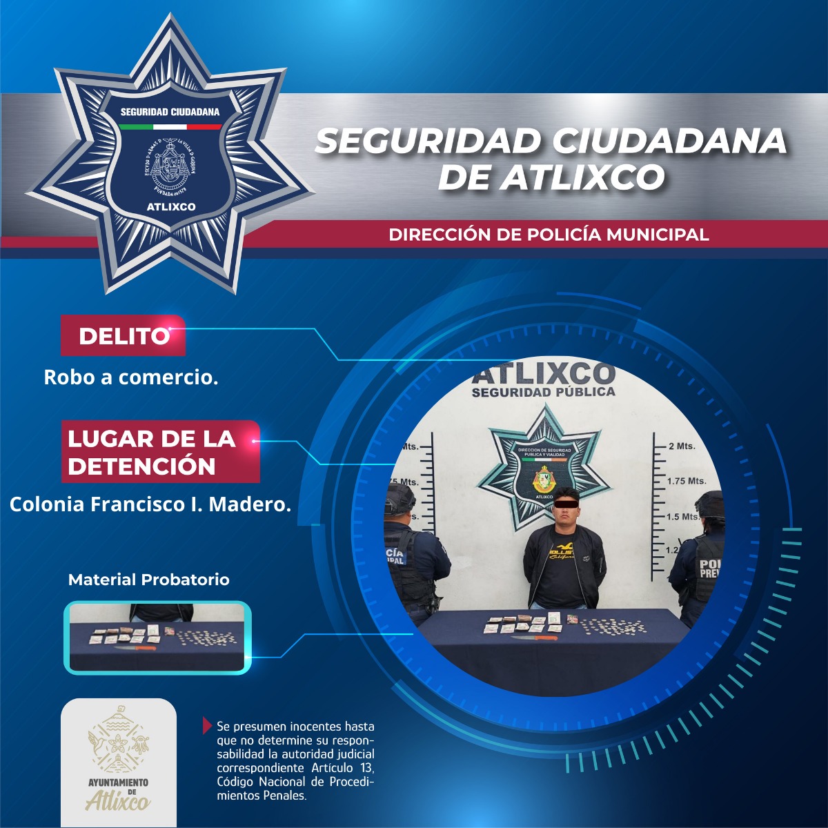 SECRETARÍA DE SEGURIDAD CIUDADANA DETIENEN A PRESUNTO RESPONSABLE DE ROBO A COMERCIO EN LA COLONIA FRANCISCO I. MADERO
